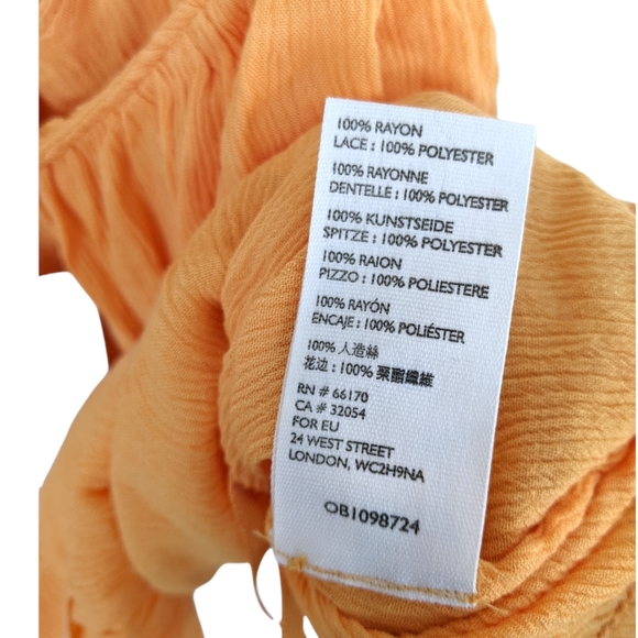 Free People Home Again Orange Cropped Ruffle Lace Camisole Size S - Picture 10 of 10